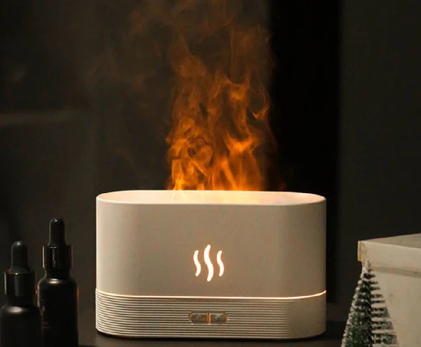 Humidificateur d'air, diffuseur d'huiles essentielles avec effet de flammes Minseh