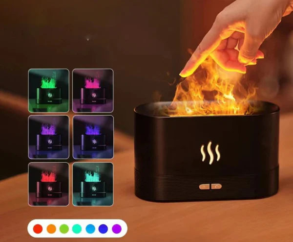 Humidificateur d'air, diffuseur d'huiles essentielles avec effet de flammes Minseh