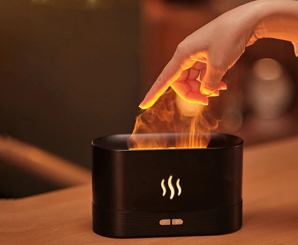Humidificateur d'air, diffuseur d'huiles essentielles avec effet de flammes Minseh
