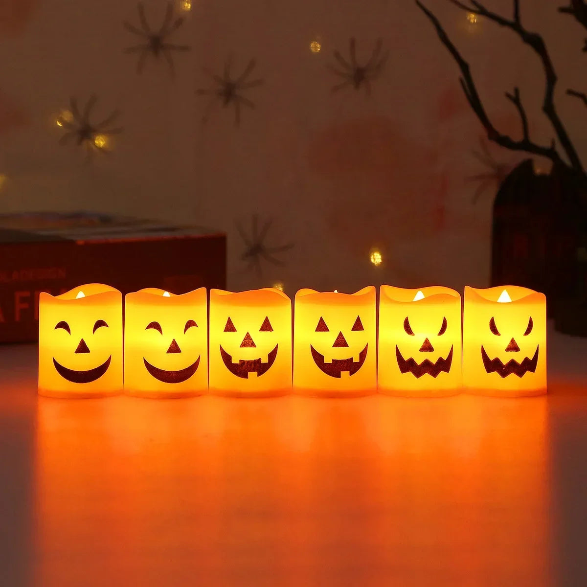 Bougies d’Halloween Minseh – Lot de 6 bougies LED Orange & Jaune à piles