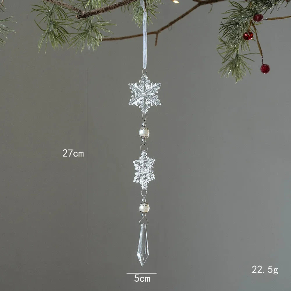 Flocons de neige en cristal – Suspensions de Noël transparentes, décorations pour sapin et maison (lot de 1 à 10 pièces) | Minseh