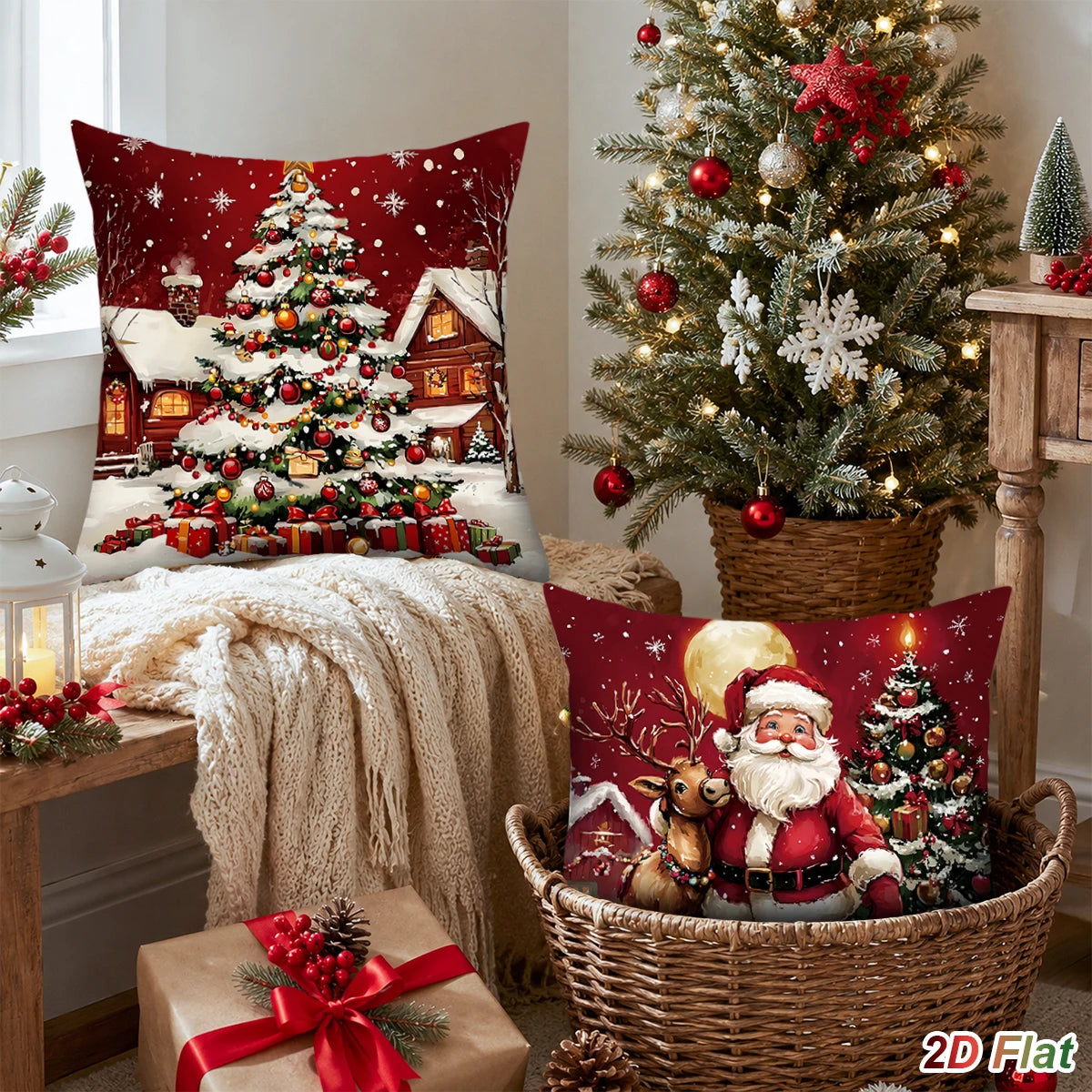 Lot de 4 Housses de Coussin de Noël – Décoration Festive | Minseh