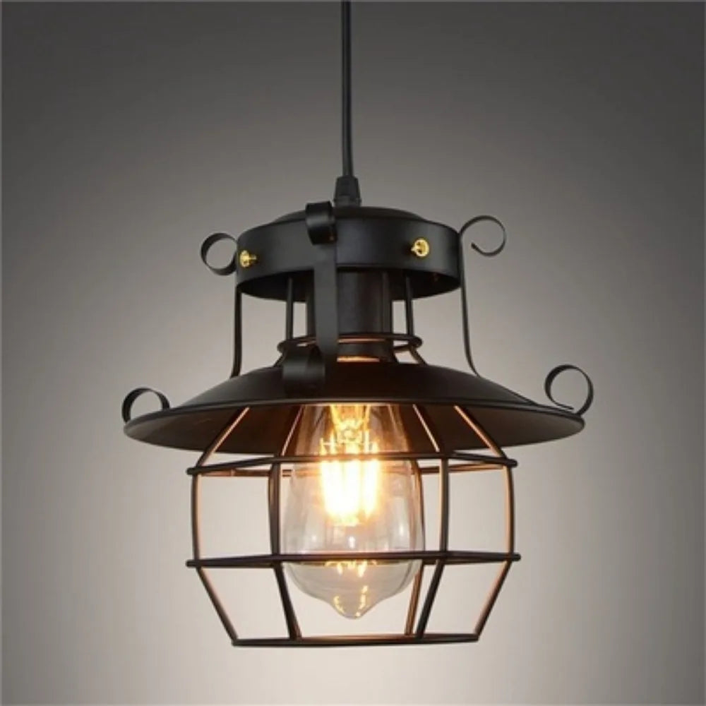 Suspension Industrielle Rétro en Métal Noir | Minseh