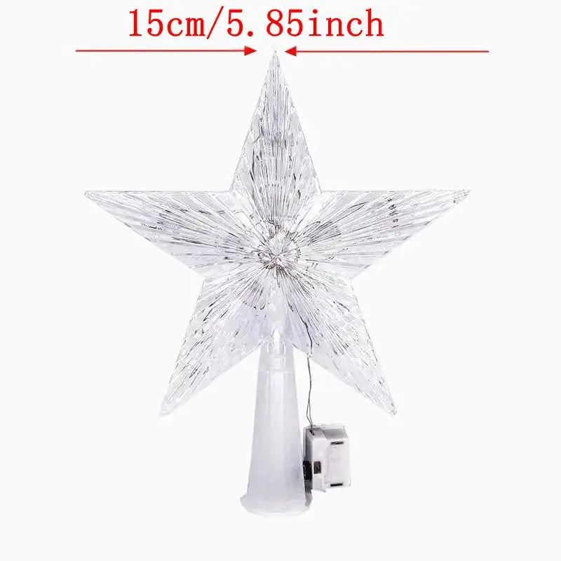Étoile lumineuse transparente LED 15 cm – Sommet d’arbre de Noël brillant et coloré | Minseh