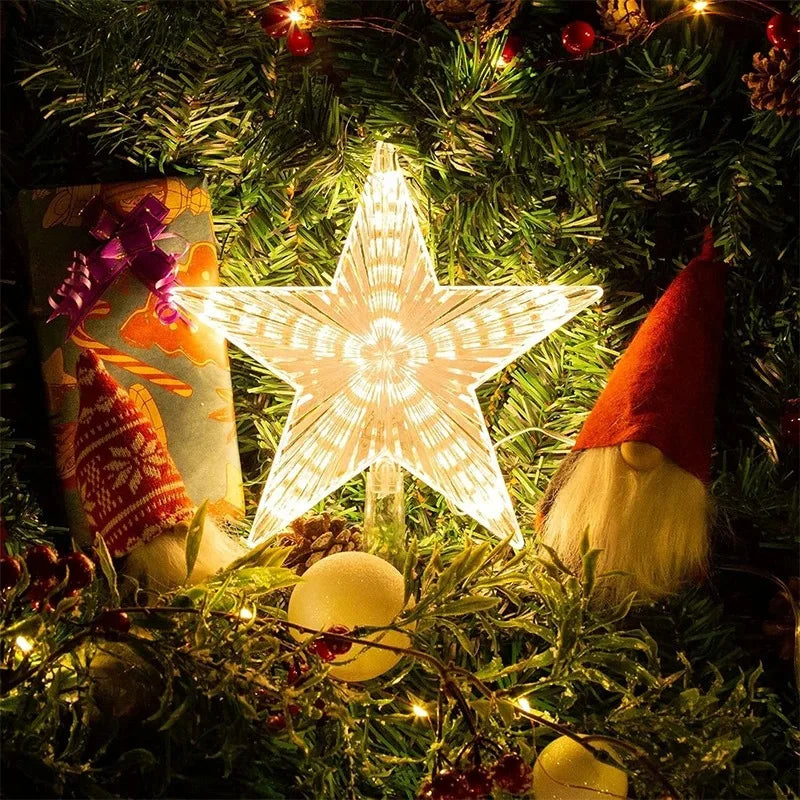 Étoile lumineuse transparente LED 15 cm – Sommet d’arbre de Noël brillant et coloré | Minseh