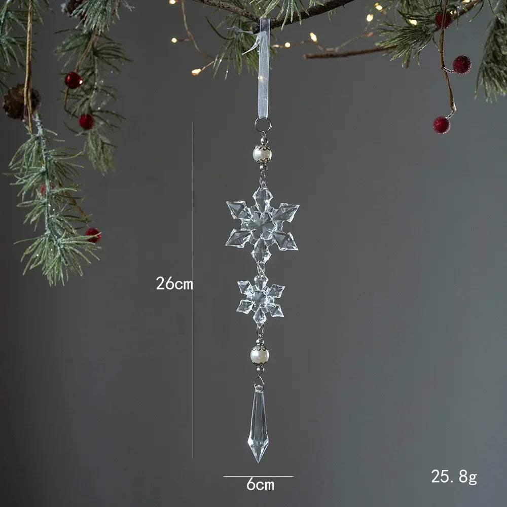 Flocons de neige en cristal – Suspensions de Noël transparentes, décorations pour sapin et maison (lot de 1 à 10 pièces) | Minseh