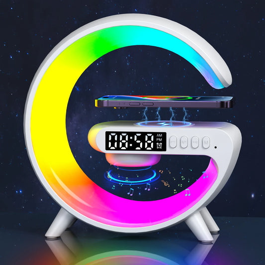 Réveil Intelligent LED Sans Fil Veilleuse RGB Haut-Parleur Bluetooth - Minseh