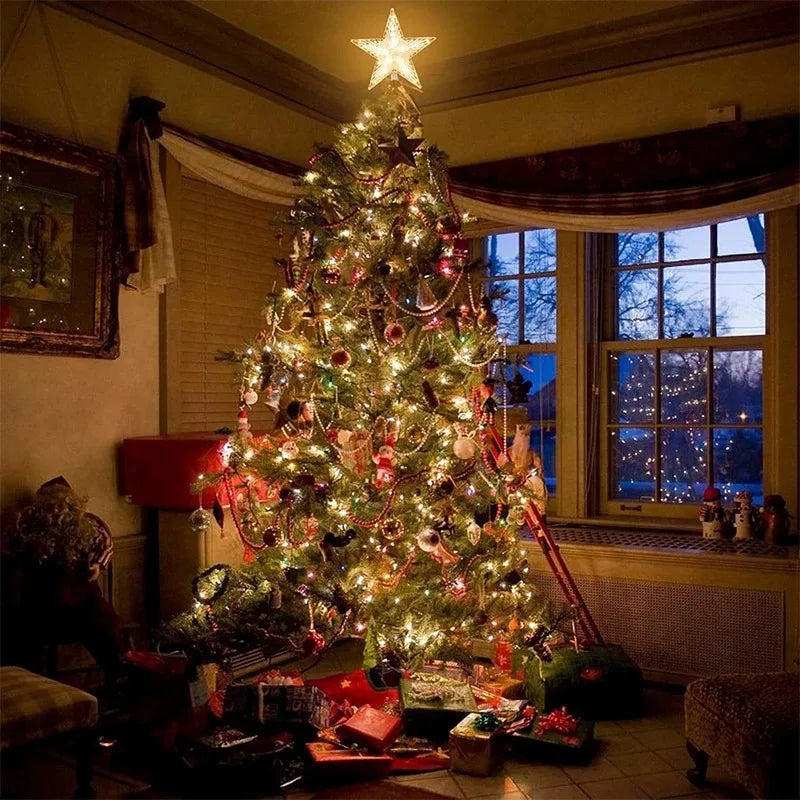 Étoile lumineuse transparente LED 15 cm – Sommet d’arbre de Noël brillant et coloré | Minseh
