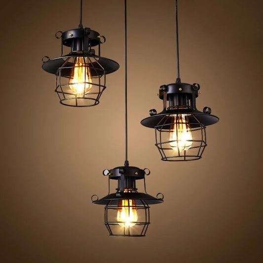 Suspension Industrielle Rétro en Métal Noir | Minseh