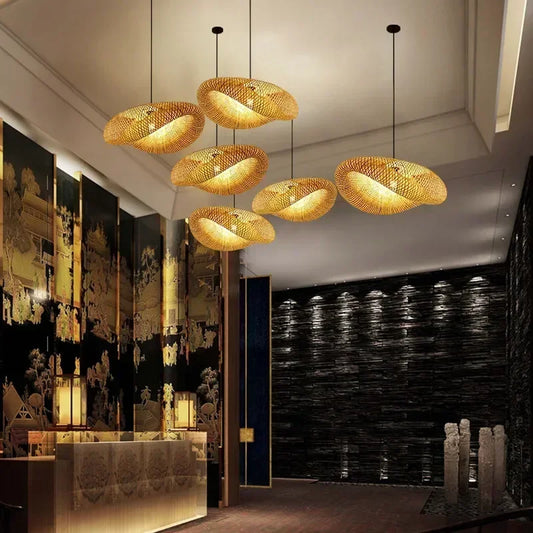 Lampe en Bambou de Suspension à LED Élégance Rétro et Naturelle - Minseh
