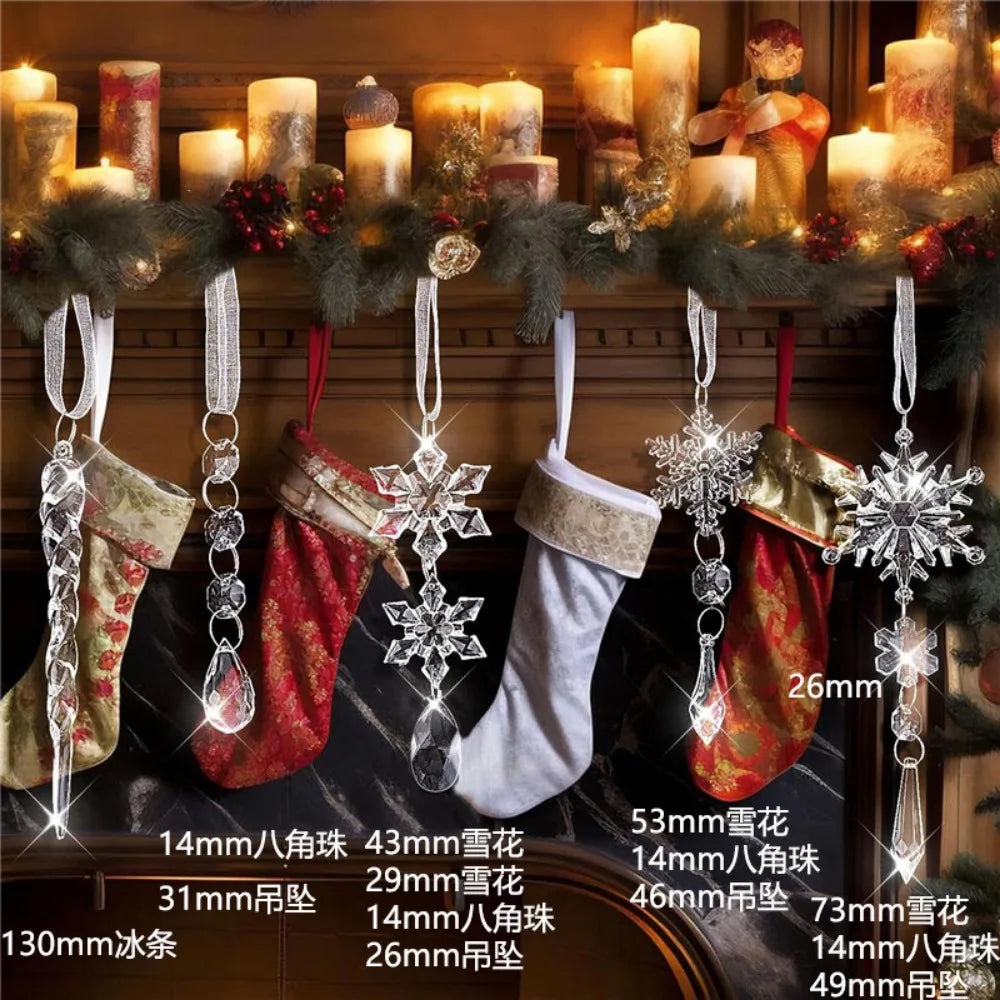 Flocons de neige en cristal – Suspensions de Noël transparentes, décorations pour sapin et maison (lot de 1 à 10 pièces) | Minseh