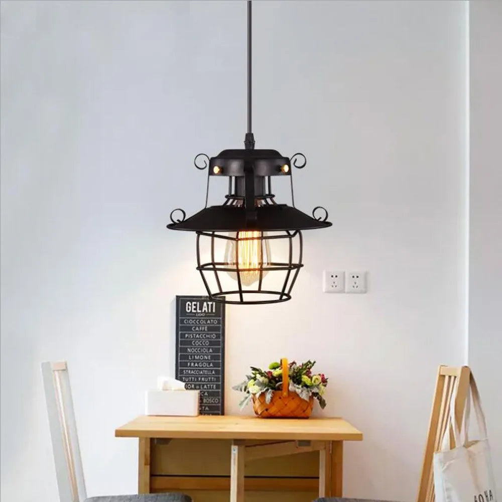 Suspension Industrielle Rétro en Métal Noir | Minseh