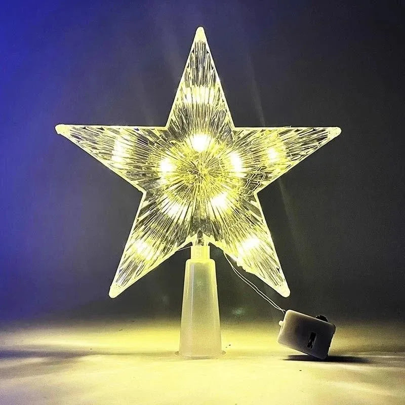 Étoile lumineuse transparente LED 15 cm – Sommet d’arbre de Noël brillant et coloré | Minseh