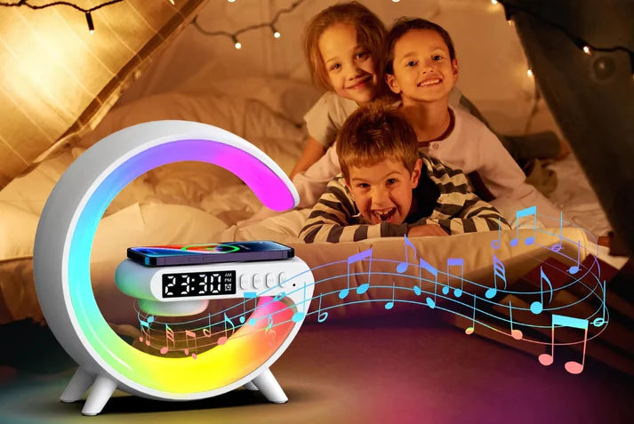 Réveil Intelligent LED Sans Fil Veilleuse RGB Haut-Parleur Bluetooth -Minseh