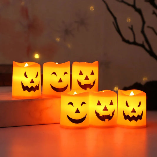 Bougies d’Halloween Minseh – Lot de 6 bougies LED Orange & Jaune à piles