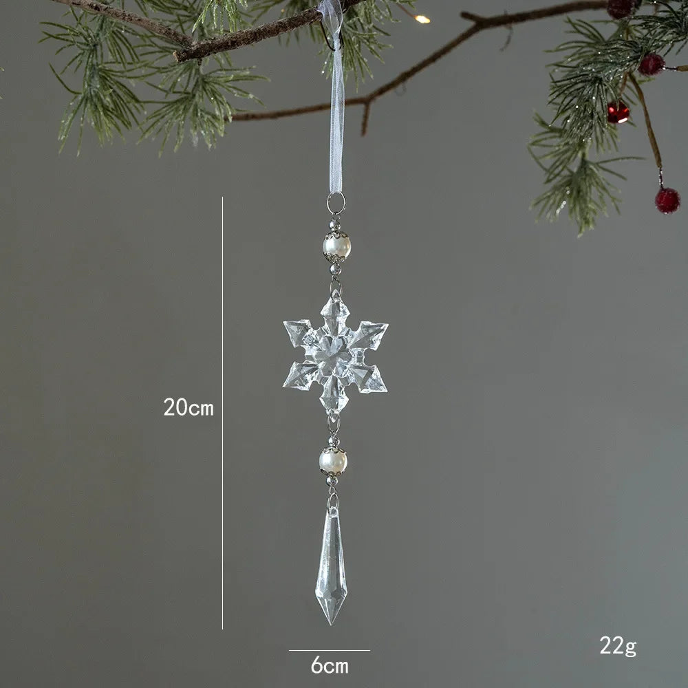 Flocons de neige en cristal – Suspensions de Noël transparentes, décorations pour sapin et maison (lot de 1 à 10 pièces) | Minseh