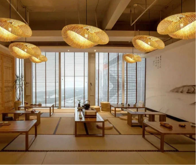 Lampe en Bambou de Suspension à LED Élégance Rétro et Naturelle - Minseh