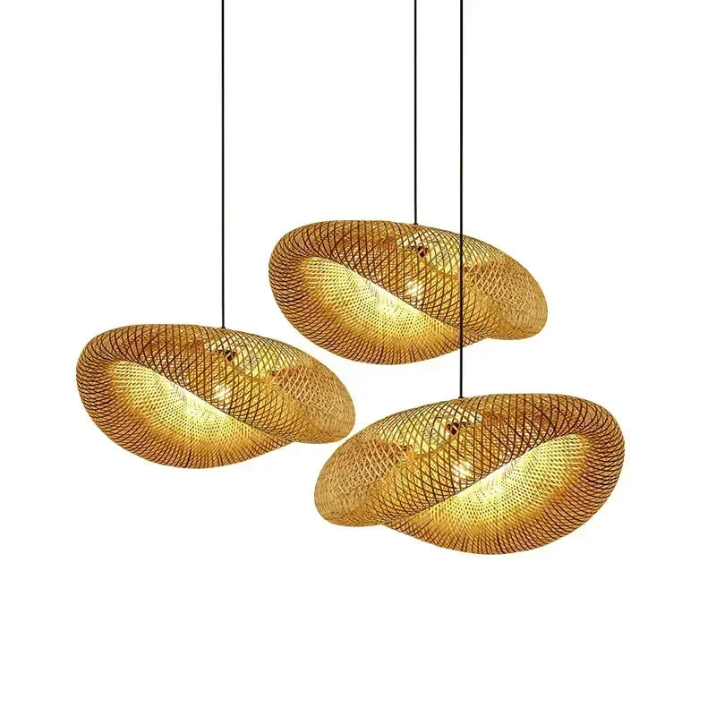 Lampe en Bambou de Suspension à LED Élégance Rétro et Naturelle - Minseh