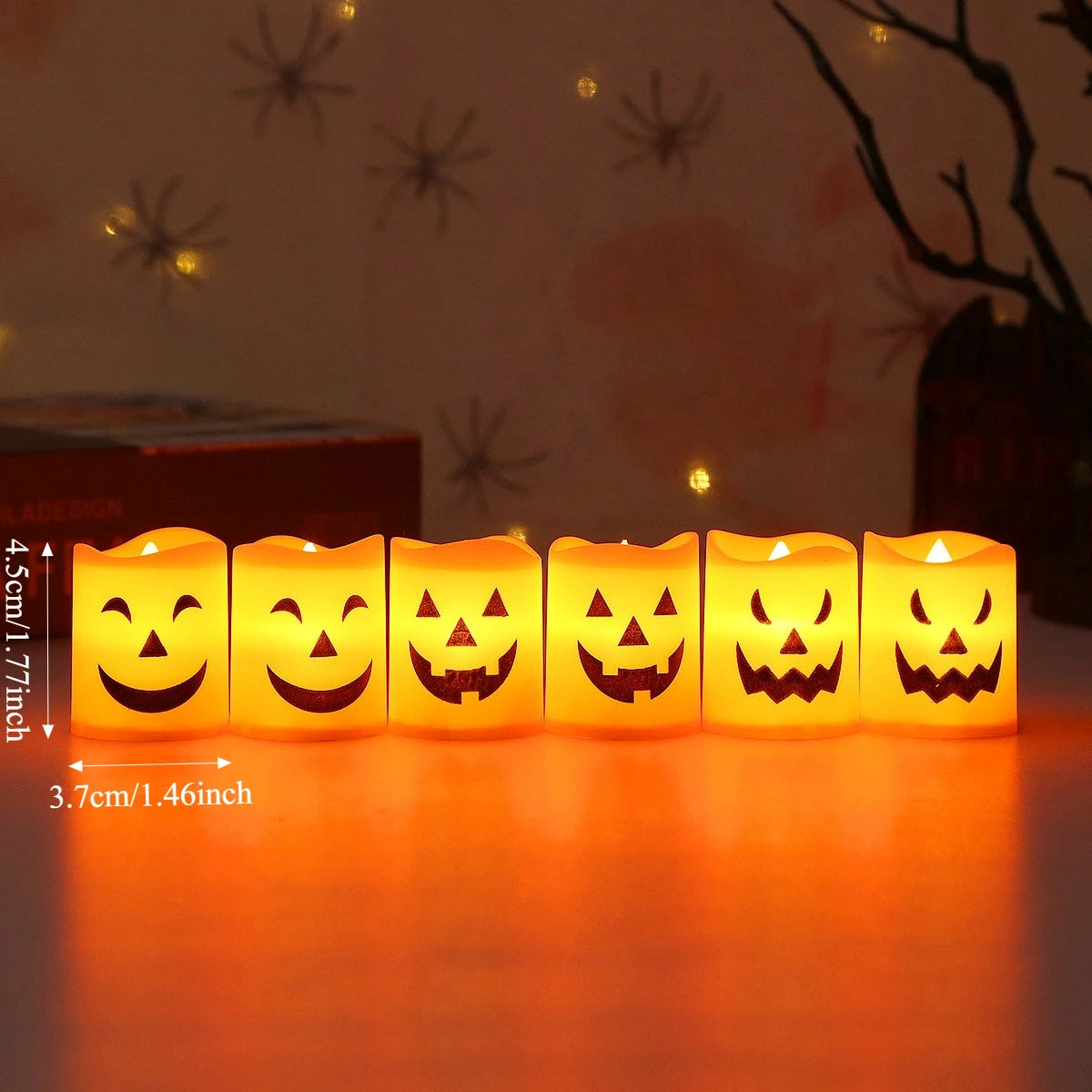 Bougies d’Halloween Minseh – Lot de 6 bougies LED Orange & Jaune à piles