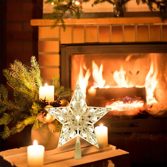 Étoile lumineuse transparente LED 15 cm – Sommet d’arbre de Noël brillant et coloré | Minseh