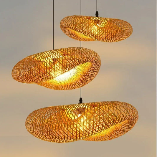 Lampe en Bambou de Suspension à LED Élégance Rétro et Naturelle - Minseh