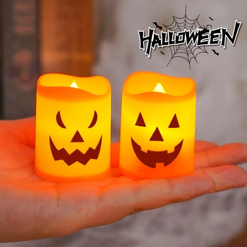 Bougies d’Halloween Minseh – Lot de 6 bougies LED Orange & Jaune à piles