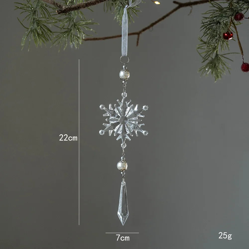 Flocons de neige en cristal – Suspensions de Noël transparentes, décorations pour sapin et maison (lot de 1 à 10 pièces) | Minseh