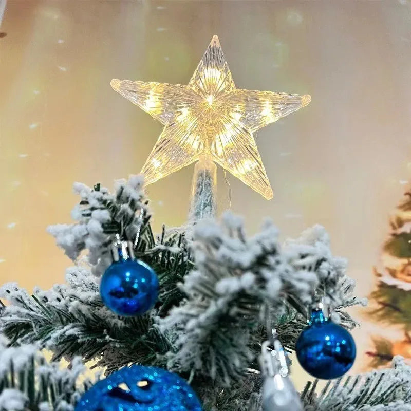 Étoile lumineuse transparente LED 15 cm – Sommet d’arbre de Noël brillant et coloré | Minseh
