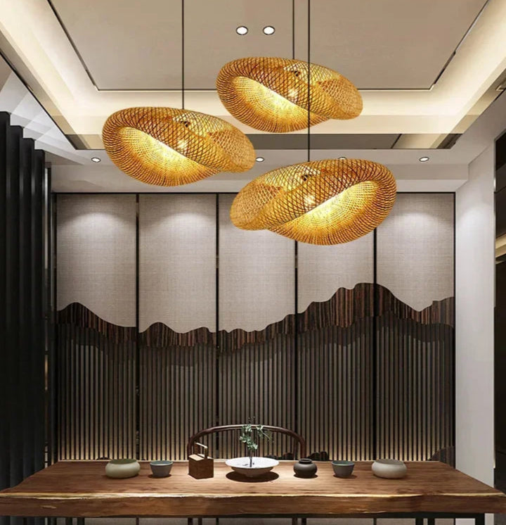 Lampe en Bambou de Suspension à LED Élégance Rétro et Naturelle - Minseh