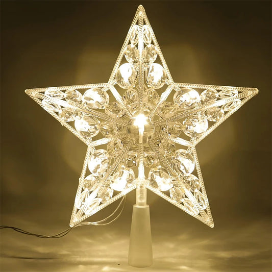 Étoile lumineuse transparente LED 15 cm – Sommet d’arbre de Noël brillant et coloré | Minseh