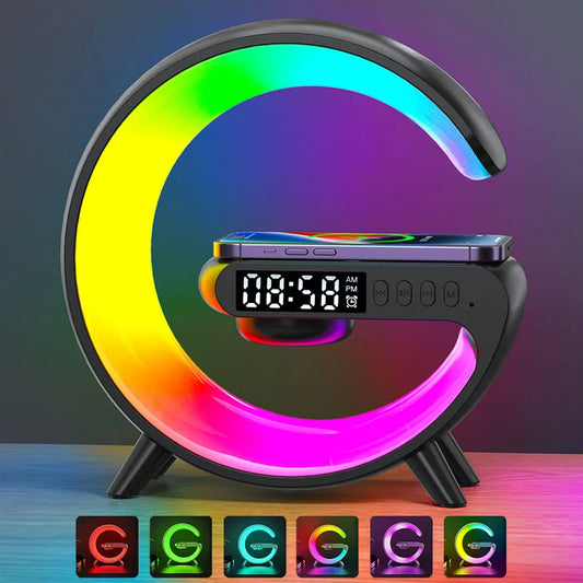 Réveil Intelligent LED Sans Fil Veilleuse RGB Haut-Parleur Bluetooth - Minseh