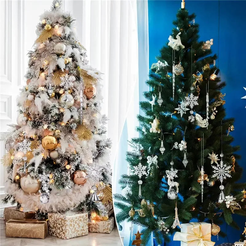 Flocons de neige en cristal – Suspensions de Noël transparentes, décorations pour sapin et maison (lot de 1 à 10 pièces) | Minseh