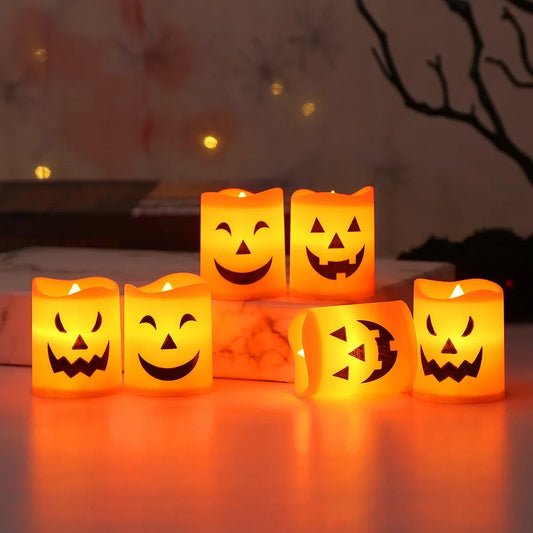 Bougies d’Halloween Minseh – Lot de 6 bougies LED Orange & Jaune à piles