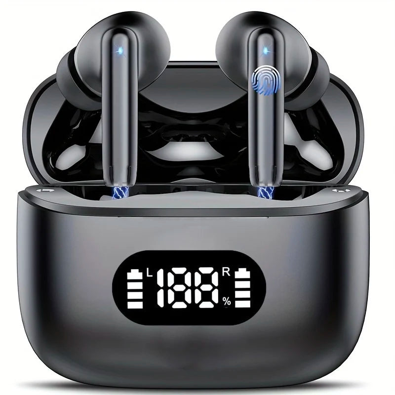 Ecouteurs sans fil Bluetooth 5.3 réduction de bruit affichage led - Minseh