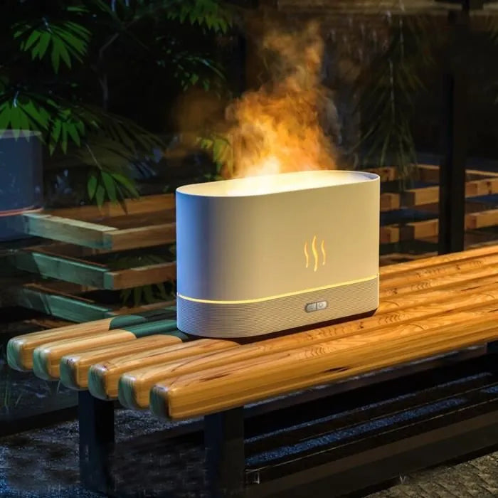 Humidificateur d'air, diffuseur d'huiles essentielles avec effet de flammes Minseh