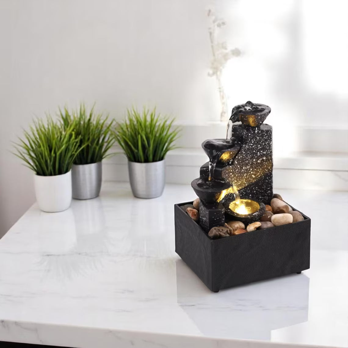Fontaine de Bureau Zen Minseh – Apaisement, Lumière & Élégance