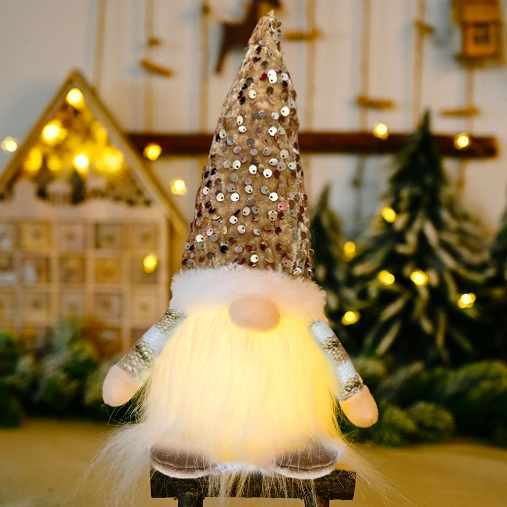 Gnome Lumineux Sans Visage LED Minseh™ – Poupée Scintillante pour Décoration de Noël & Veilleuse