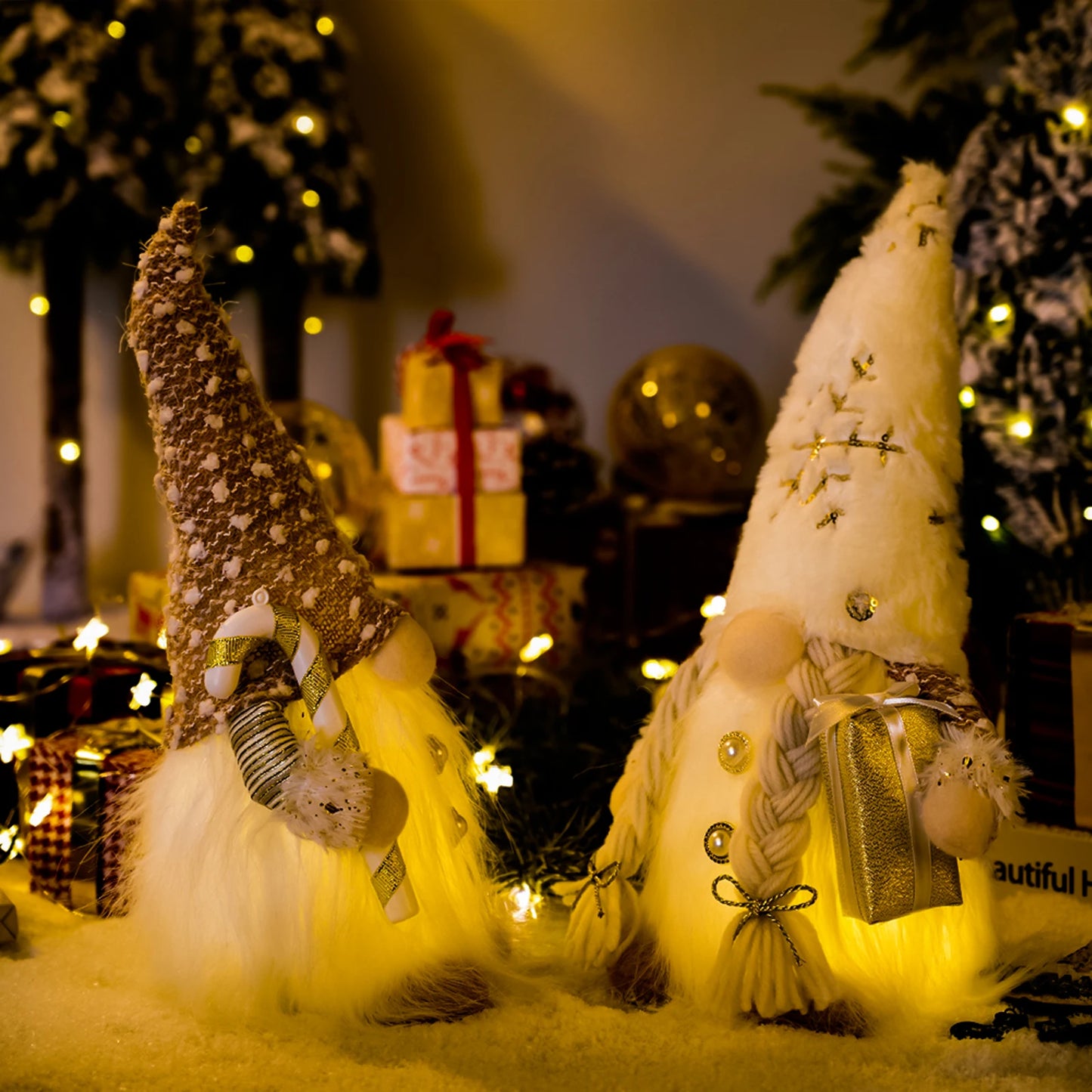 Gnome Lumineux Sans Visage LED Minseh™ – Poupée Scintillante pour Décoration de Noël & Veilleuse