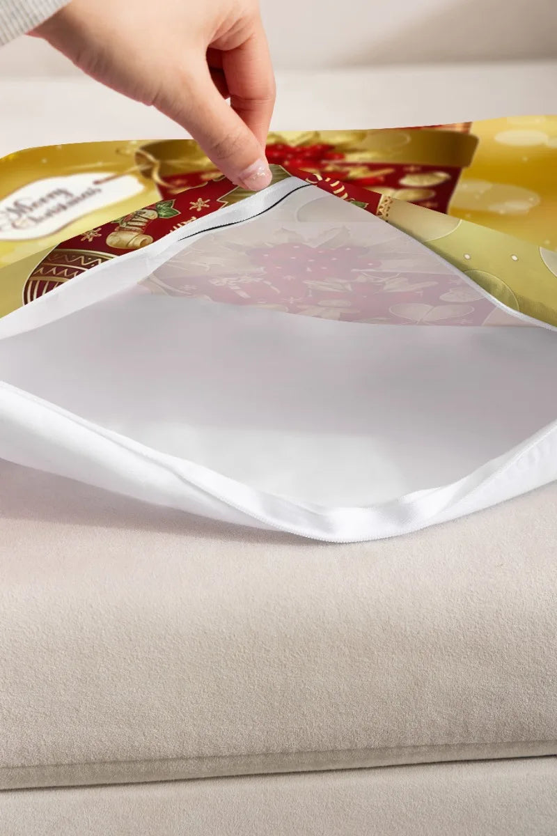 Housse de Coussin Festive Minseh™ – Motif Peinture à l’Huile Père Noël & Bonhomme de Neige, Idéal Salon & Canapé