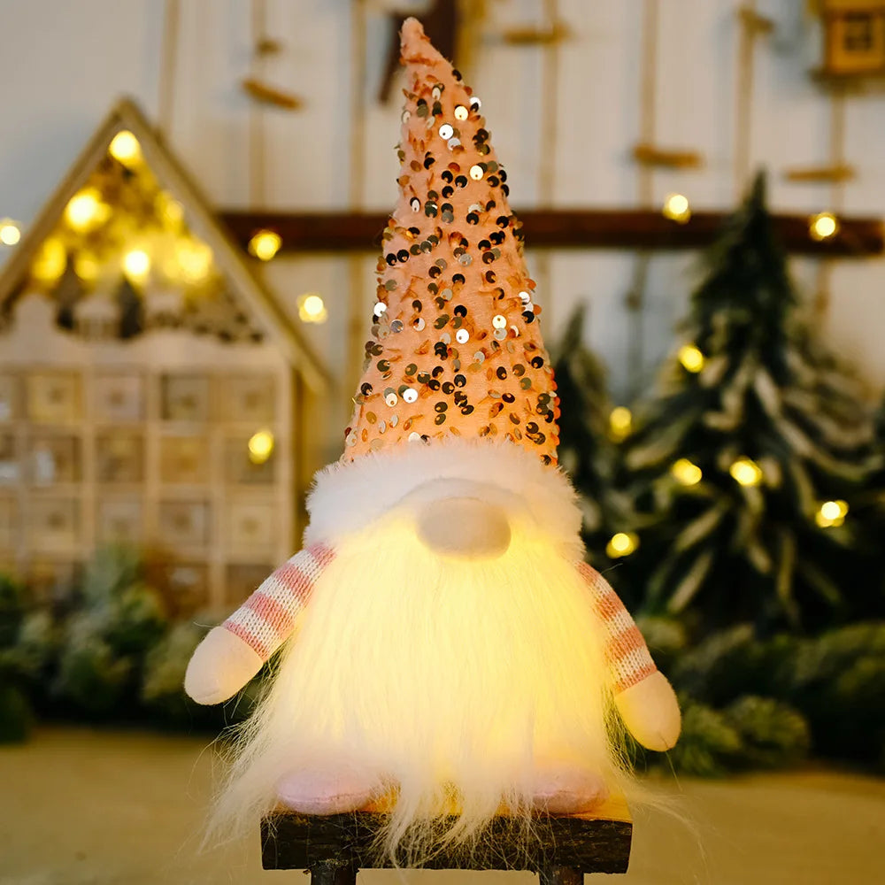 Gnome Lumineux Sans Visage LED Minseh™ – Poupée Scintillante pour Décoration de Noël & Veilleuse