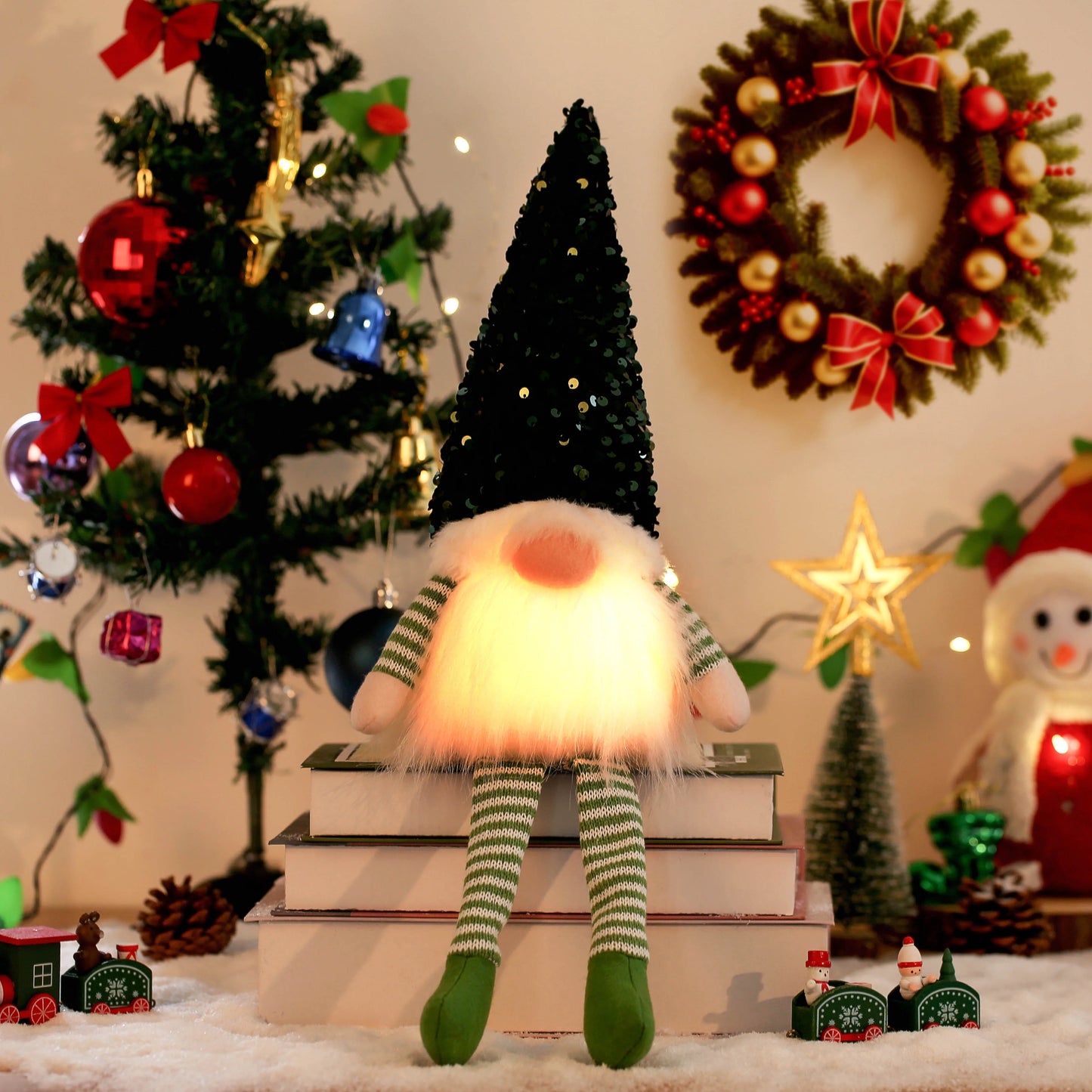 Gnome Lumineux Sans Visage LED Minseh™ – Poupée Scintillante pour Décoration de Noël & Veilleuse