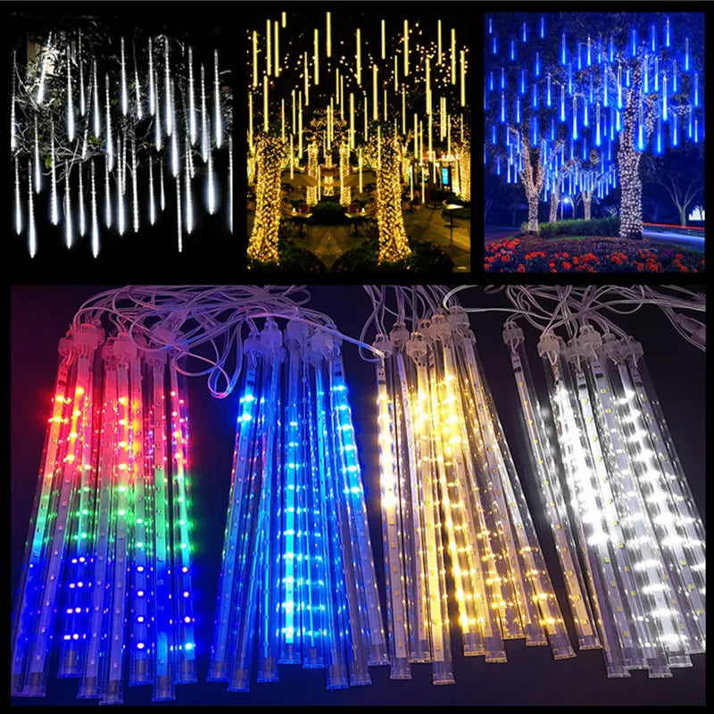 Guirlande LED Pluie de Météores (8 Tubes Étanches) – Décoration de Noël & Jardin – Minseh™