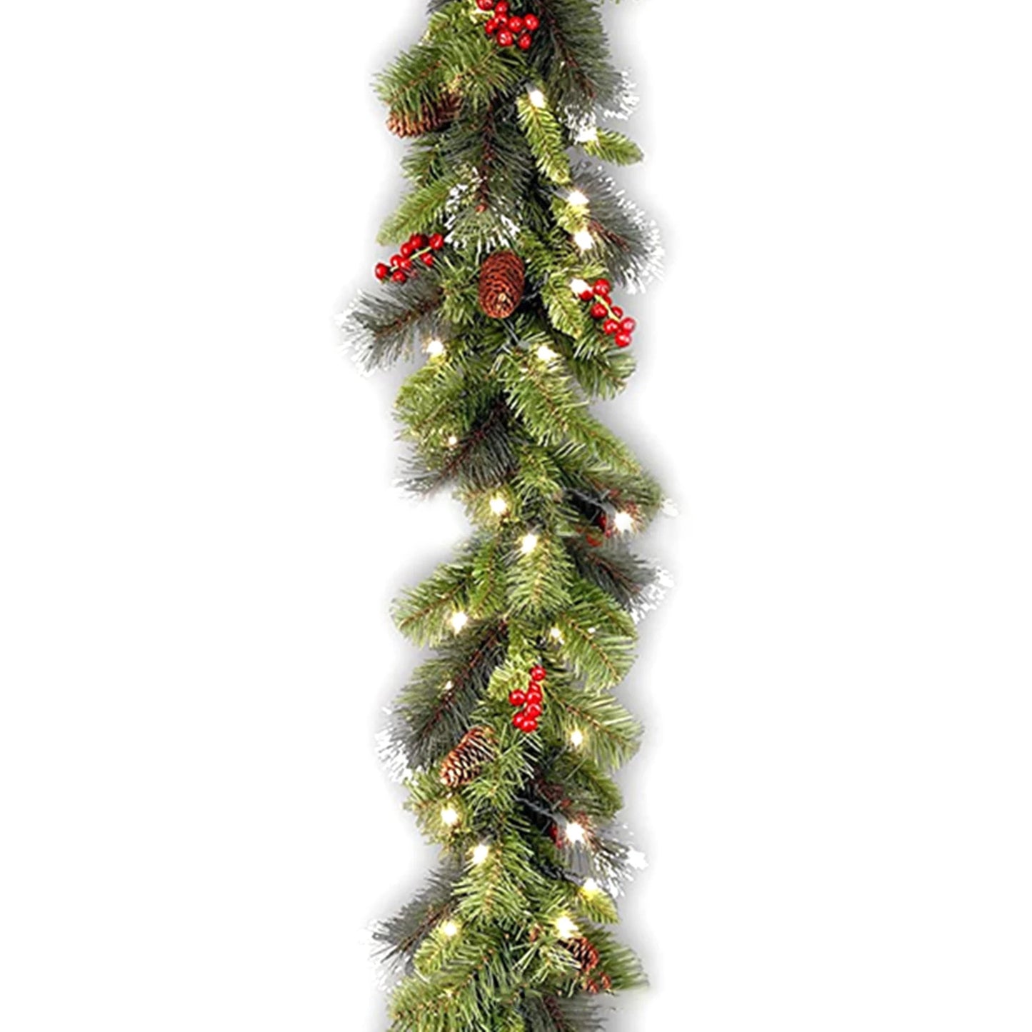 Branches de Sapin de Noël Minseh™ – Guirlande Naturelle Artificielle avec Baies Rouges & Lumières