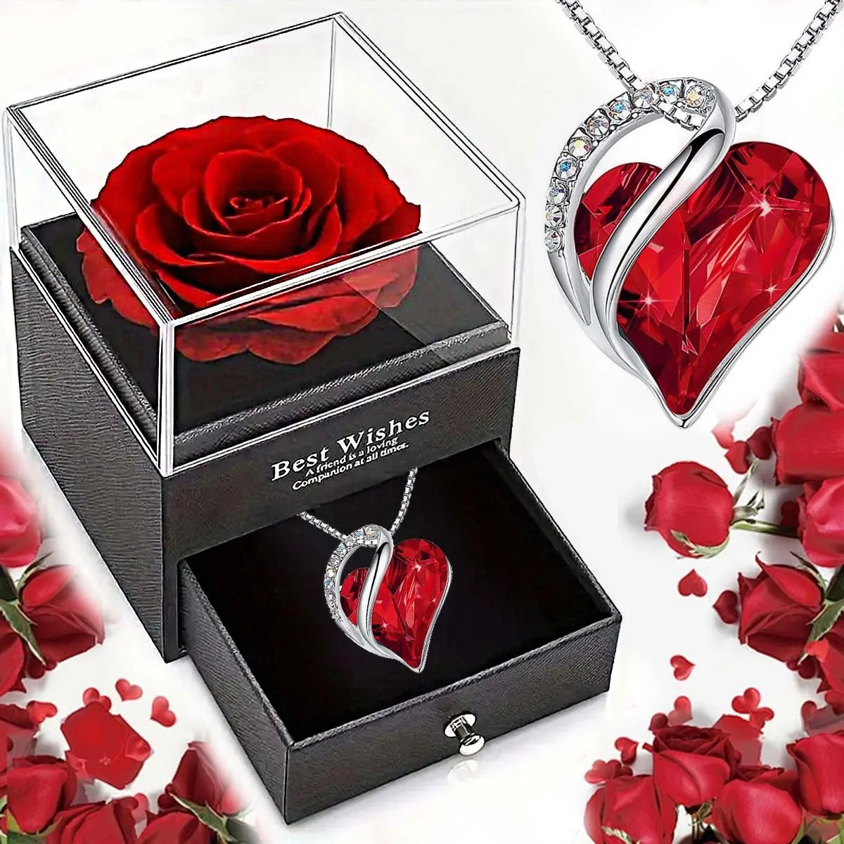Collier Cœur d’Océan & Rose Éternelle – Cadeau Romantique | Minseh