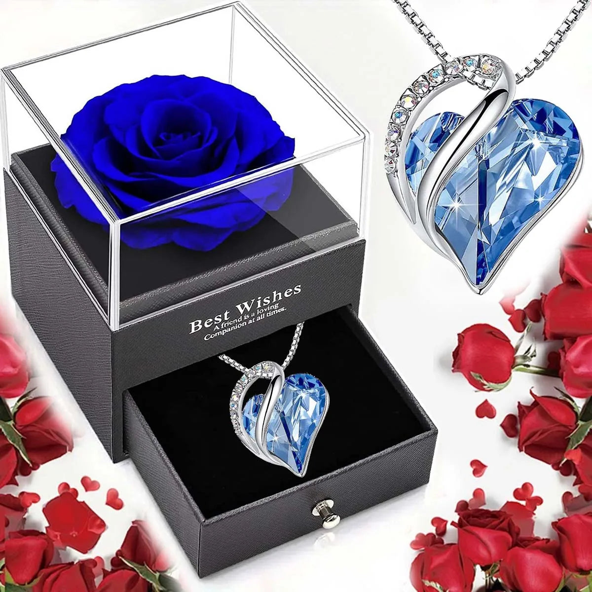 Collier Cœur d’Océan & Rose Éternelle – Cadeau Romantique | Minseh